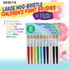 U.S. Art Supply 10-Piece Large Flat Children's Chubby Hog Bristle Tempera Paint Brush Set - Fun Kid's Party, School, Student, Class Craft Painting - Beginners Starter Artist Painting Brush Kit