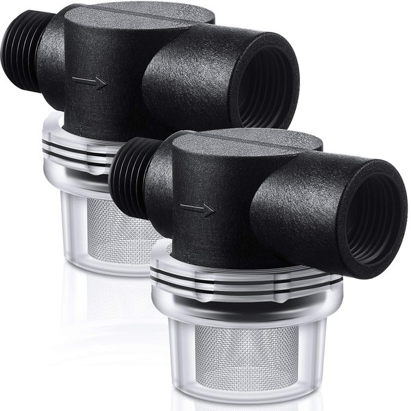 Water Pump Strainer Filter, RV Replacement 1/2 Twist-On Pipe Strainer with 50 Mesh Stainless Steel Filter Screen Compatible with WFCO or Shurflo Pumps (2 Pieces)