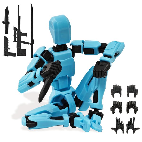 FUNKY STORE Assembly Completed Angel 3D Printed Movable Action Figure Toys Dummy Doll DIY Full Body Decompression Artifact Action Figure Fit Desk Decoration Christmas (Cyan)