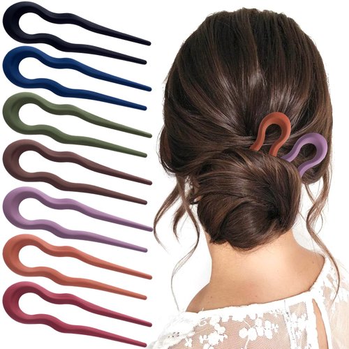 HINZIC 7Pcs 5.1 Inch French U Shaped Hair Fork, Vintage Matte Hair Pins Wedding Prom Valentines Engagement Hair Chignon Accessories for Women Girls Long Thick Hair Updo