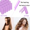 ZMD 24PCS Small Plastic Hair Curlers Rollers Set, 0.8in/2cm Snap on Hair Rollers Heatless Hair Rollers Self Grip Rollers with Mini Comb Hairdressing Curlers Tools for Medium Short Hair (Purple)