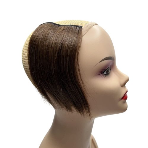 2pcs 100% Human Hair 6 inch Short Thick Hairpieces Adding Extra Hair Volume Clip in Hair Extensions Brazilian Virgin Hair Topper for Thinning Hair Women and Men 2 packs Lot (6 inch, Brown)
