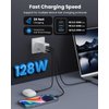 128W USB C Wall Charger,GaN III 3-Port Fast Charging Station,PD QC Foldable Charger Block Portable 65W USB C Laptop Adapter for MacBook Pro/Air,iPad Pro,Galaxy S23,Dell XPS 13,iPhone 15/Pro (White)