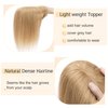 SEGO Hair Toppers for Women Real Human Hair With Bangs 7 * 13CM Silk Base 100% Remy Human Hair Clip in Top Wiglet Hair Pieces for Thinning Hair -16 Inch Dark Blonde