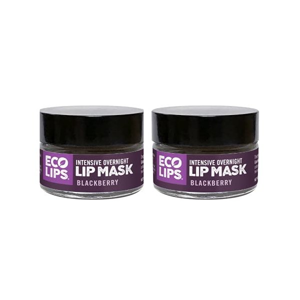 Eco Lips Blackberry Intensive Overnight Lip Mask 2-pack (0.39 oz.)- Repair & Restore Dry, Cracked, Chapped Lips Overnight - 100% USDA Organic Lip Care Treatment, Cruelty Free, Made in the USA