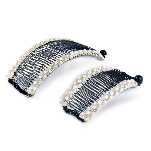 HairZing Stretchy Banana Hair Clip - Sturdy Hold, No Damage, Creases or Pain (Silver, Medium)