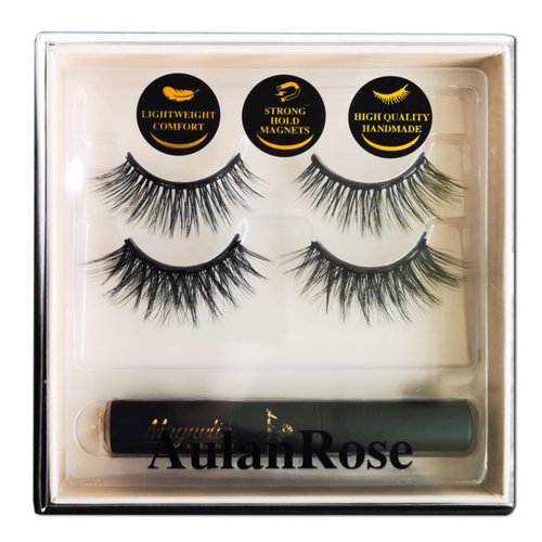 AulanRose Magnetic Eyelashes Natural Look/Wispy 3D Layered Cat Eye Magnetic Lashes with Eyeliner/Cruelty-Free & Vegan Faux Mink Lashes /60 Wears