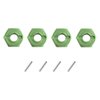 GDOOL 12mm Hex Wheel Hub Mount, Aluminum 7mm Thick with 2x10mm Stub Axle Pins for 1/10 Slash 4x4 & HQ 727 RC Cars Replacement Upgrade Parts (Green)(Set of 4)