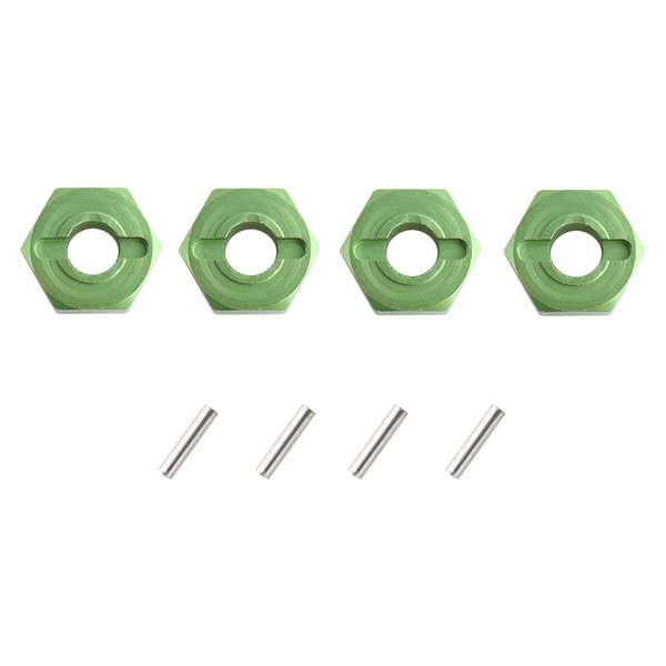 GDOOL 12mm Hex Wheel Hub Mount, Aluminum 7mm Thick with 2x10mm Stub Axle Pins for 1/10 Slash 4x4 & HQ 727 RC Cars Replacement Upgrade Parts (Green)(Set of 4)