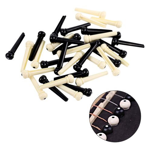 24pcs Acoustic Guitar Bridge Pins Pegs with 1pc Bridge Pin Puller Remover, Ivory & Black-Jinlop