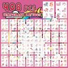 EMOME 408 PCS Individual Temporary Tattoo Kids for Girls Party Favors, Glitter Tattoos Stickers Bulk for Children, Kids Birthday Party Decorations Party Games Supplies Goodie Bag Stuffers