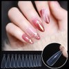 NMKL38 Clear Dual Forms Acrylic Nail System UV Gel Nail Mold Full Cover Fasle Nail Tips with Scale 12 Size Manicure Pedicure Tools for Polygel Nail Tips (120 Water drops Dual Forms)