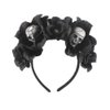 Day of The Dead Headband Halloween Adjustable Flower Garland Headband Flower Crown Hair Wreath Party Decoration Adjustable Bridal Flower Garland Headband Flower Crown Hair Wreath (Death Black)