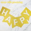 Pre-Strung Happy Birthday Banner - NO DIY - with Shiny Letters Glitter FELIZ CUMPLEAÑOS DECORATIONS Banner for Gold Birthday Party Decorations and Supplies