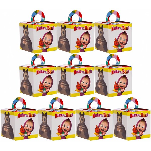 Masha and The Bear Party Favor Set: 10 Officially Licensed Favor Boxes - Perfect for Kids' Events, Birthdays, and Themed Celebrations - Fill with Fun Surprises!