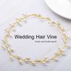 Catery Bride Wedding Headband Pearl Hair Vine Bridal Headpiece Hair Accessories for Women and Girls (Gold)