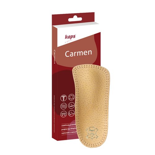 Orthotic 3/4 Leather Insoles Toe-Free with Longitudinal and Metatarsal Arch Support, Kaps Carmen, (Men/US 10)