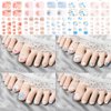 8 Sheets Flower Toe nail Wraps Stickers Floral Nail Polish Strips Self-Adhesive Daisy Toe nail Stickers with Marble Glitter Design Full Nail Decals Kit for Women Flowers Nail Decoration