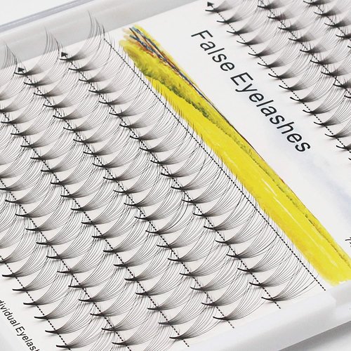 Dedila 10Rows -200Pcs Thickness 0.07mm D Curl 10D Natural Long Individual False Eyelashes Long Stem Premade Fans Volume Eye Lashes Extensions Makeup Cluster Lashes 10-18mm to Choose (17mm)