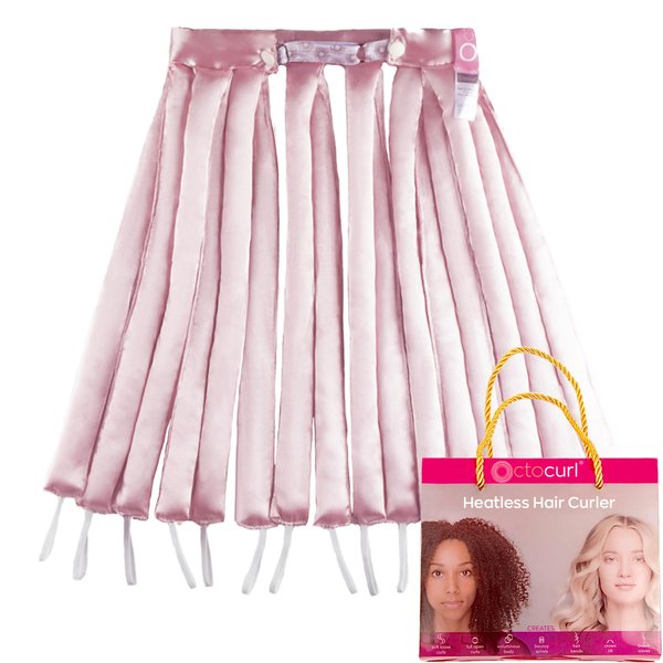 Octocurl Satin Hair Curlers to Sleep In - Heatless Curlers for Overnight Curls, Heatless Hair Curler, Heatless Curls Headband, Hair Curlers No Heat, Hair Rollers, Curlers for Long Hair (Pink)