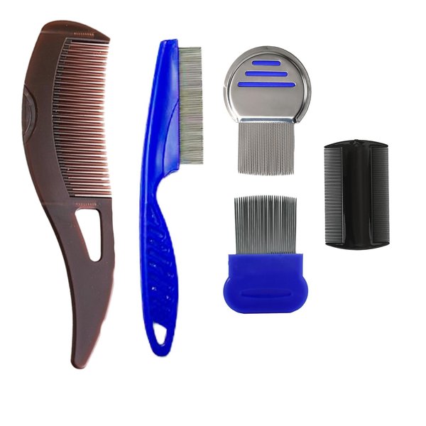 5pack Dandruff Comb Scalp Psoriasis Comb Stainless Steel Fine Tooth Comb Dandruff Removal Comb Multifunctional Hair Grooming Scalp Sweep Detoxing Comb for Women and AdultsS Dandruff Removal (Blue)