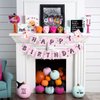 Halloween Happy Birthday Banner Pink Black Hanging Bunting Banner with Ghost Decorations for Halloween Themed Girls Birthday Party Supplies
