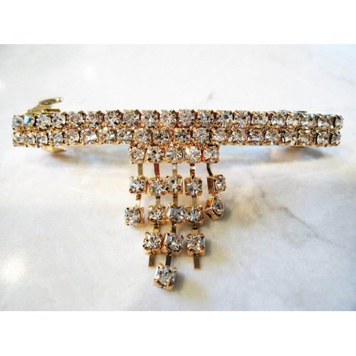 Crystal gold or silver cascading crystal hair barrette clip bridal clip bridal (Primary color: Gold)
