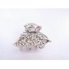 Small mini silver metal leaf crystal hair claw clip bridal clip