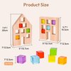 Woodtoe Wooden Building Blocks Set for Kids, 24 PCS Rainbow Gem Cubes Stacking Blocks - 2 Wood House, Montessori Stacking Toy for Toddlers, Educational STEM Birthday Toy for Boys Girls 3-6