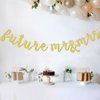 Future Mr & Mrs Banner for Engagement Bridal Shower Bride and Groom Party Decorations Pre-Strung Sign (Gold Glitter)