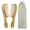 YunZh Wide Tooth Comb and Fine Tooth Combs, Natural Green Sandalwood Wooden Comb Set for Women Men(2PCS)
