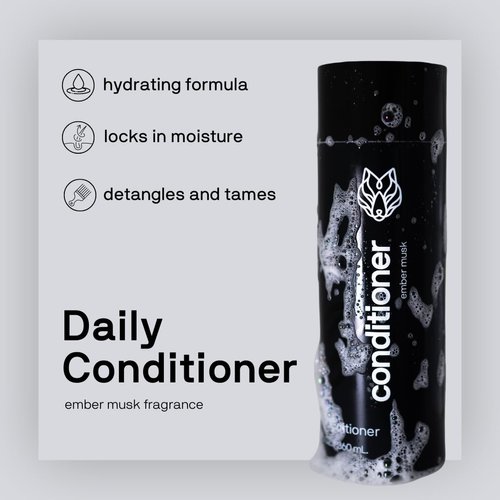 Black Wolf Everyday Conditioner, 12 Fl Oz - Salon-Grade Hair Conditioner for Men Smooths, Detangles & Locks in Moisture - Hydrated & Moisturized Hair - For All Hair Types