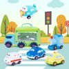 OUOZZZ Baby Boy Toys 6-12 Months - Soft Cars for Toddlers 1-3 - Little Blue Truck Plush Toys for Babies- First Birthday Gifts for Infant - Stuffed Car with Squeaker, Bell Ringing Sensory Toys Playset