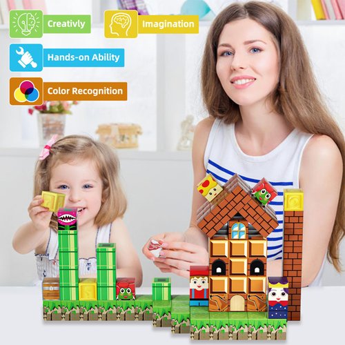 Doloowee Magnetic Building Blocks Sets - Magnetic Cubes for Kids 4-8, Toddler Kids Toys Magnet Blocks Ages 3-5, Mine World Game Themed Gifts Toys for 3 4 5 6 7 8+ Year Old Boys & Girls
