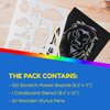 Hygloss Products Fun, Black Matte Scratch Art Set for Kids, Kit Includes 50 Silver Holographic Papers, 8.5 x 11 Inches and 10 Wooden Stylus Sticks