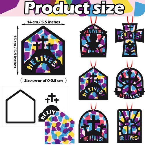 Dinifee 30 Set Resurrection Silhouette Easter Craft Kit for Kids Jesus He Lives Crafts Christian Make Your Own Religious Crafts DIY Easter Ornaments Sunday School Activities Spring Party Favors Decor