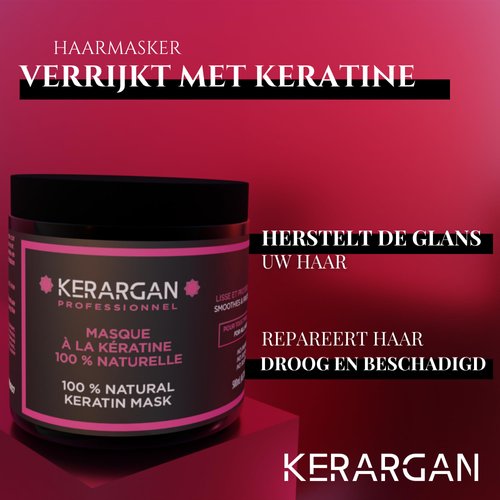 KERARGAN - Keratin Hair Mask to Regenerate and Strengthen Hair - Dry and Damaged Hair - Sulfate, Paraben and Silicone Free - 500 ml