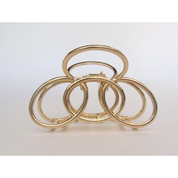 Generic Gold metal chain link infinity hair claw clip (Pattern: With butterflies), 1 Count (Pack of 1)