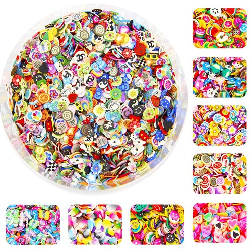 SUKPSY 1000 Pcs Mini Colorful Mixed Pattern Nail Art Slices Fruits Animals Flowers Nail Art Charms Stickers Decals for DIY Crafts Nail Art and Phone Case Decoration