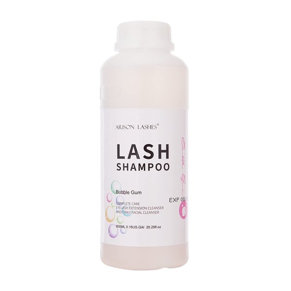 Arison Eyelash Eyelash Extension Shampoo 600ml / Eyelid Foaming Cleanser/Wash for Extensions and Natural Lashes/Paraben & Sulfate Free Safe Makeup & / Professional & Self Use (Bubble Gum)