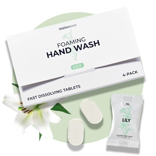 MAISONOVO 4 Pack Lily Scent Foaming Hand Soap Tablets