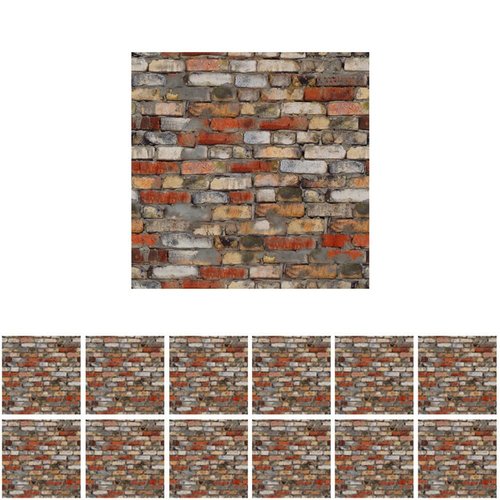 SAMCAMI Miniature Dollhouse Accessories, Self-Adhesive Dollhouse Wallpaper and Flooring, Mini Dollhouse Accessories 1 12 Scale, 12pcs (No.2)