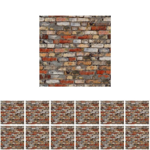 SAMCAMI Miniature Dollhouse Accessories, Self-Adhesive Dollhouse Wallpaper and Flooring, Mini Dollhouse Accessories 1 12 Scale, 12pcs (No.2)
