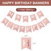 GuoZhiXin Rose Gold Birthday Party Decorations Set - Rose Gold Glittery Happy Birthday banner, Foil Swirls,Tissue Paper Pom Poms, Circle Dots Garland for Birthday Party Decorations,Girls Birthday