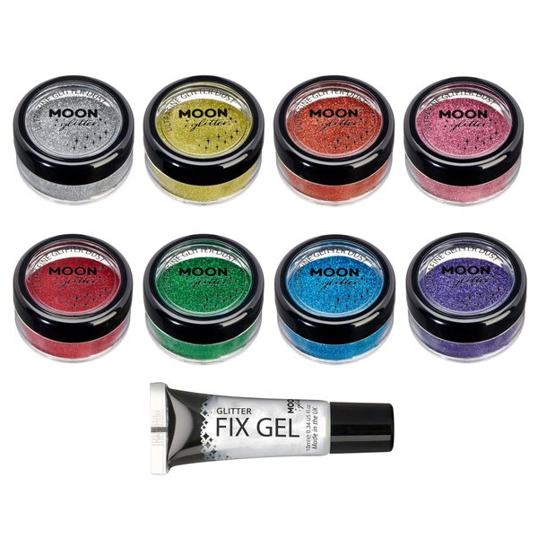 Classic Ultrafine Glitter Dust by Moon Glitter – 100% Cosmetic Glitter for Face, Body, Nails, Hair and Lips - 0.17oz - Set of 8
