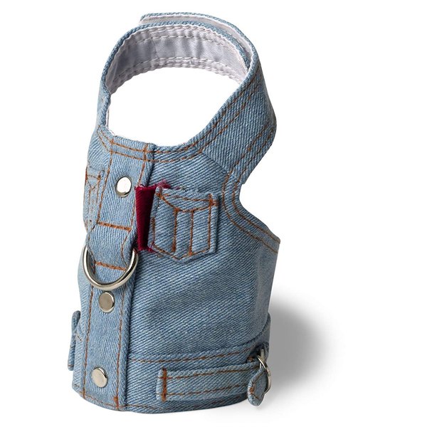Doggles Dog Harness Jean Jacket, Blue, XX Small