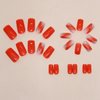 MUZOXEN Short Press on Nails Square Fake Nails Orange Short Acrylic False Nails With Glue on Nails Short Square Sweet Design Stick on Nails for Women 24 Pcs