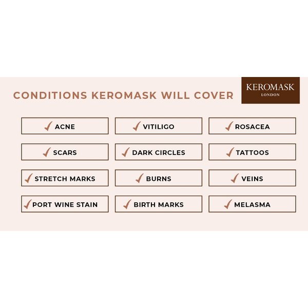 Keromask Full Coverage Concealer | Camouflage Makeup | Waterproof Concealer | Hypoallergenic | Vitiligo, Tattoo, Rosacea, Tattoo Cover | 24 Shades | Light No 1