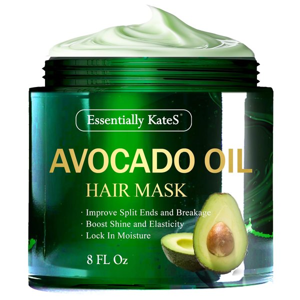 Essentially KateS Avocado Oil Hair Mask 8 Fl Oz - 100% Pure Avocado Oil, Intensive Conditioning Treatment, Texture Styling, Protective Mask, Natural Ingredients