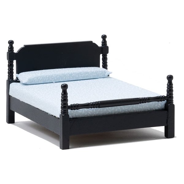 Dollhouse Miniature Double Bed (Black)